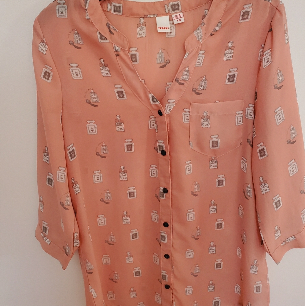 Print Button-Down Blouse